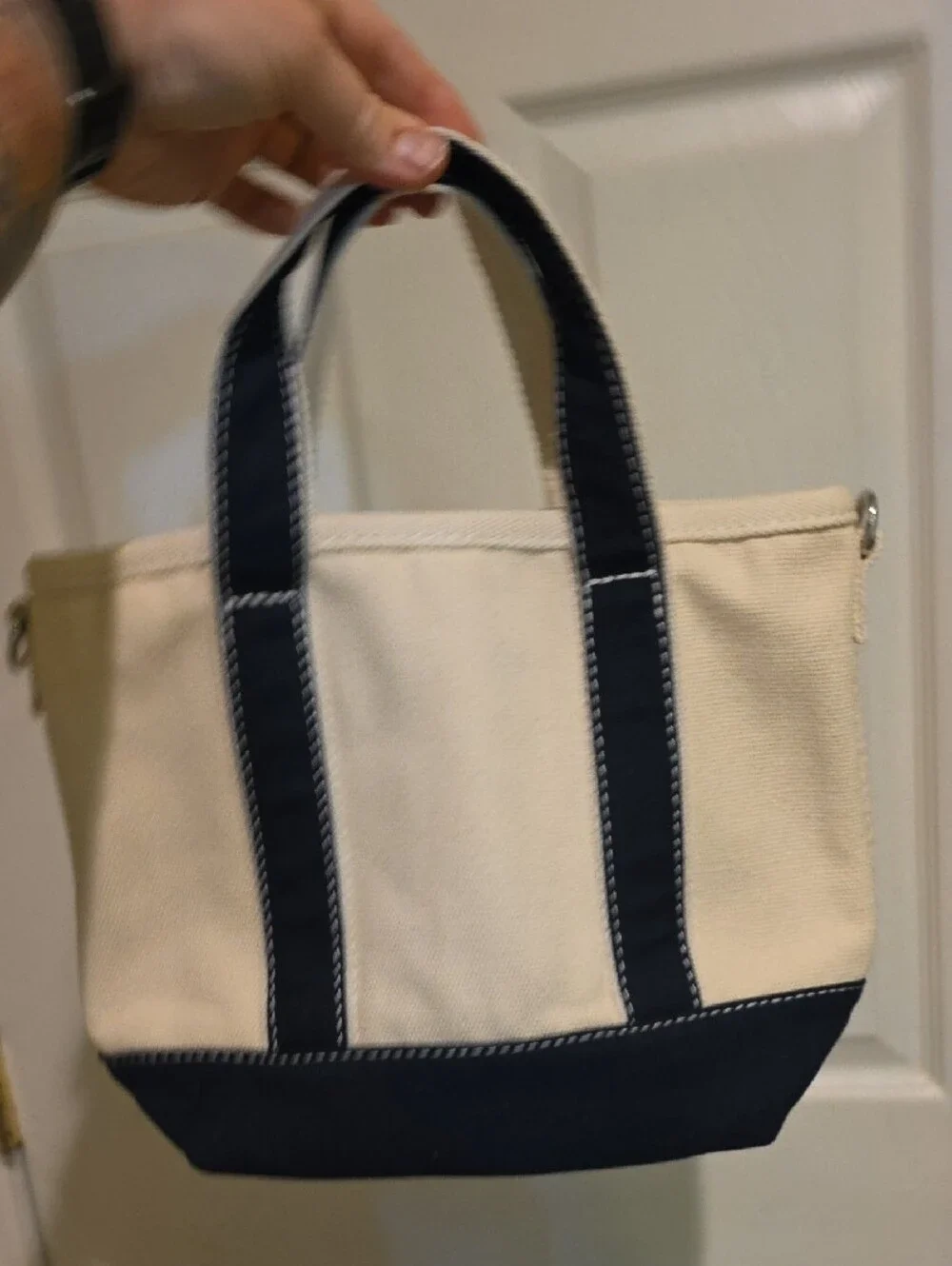 Canvas Tote Bag in Cream and Navy - Classic Everyday Carry
